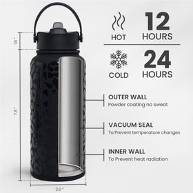 SANDJEST leopard bottle fits backpack and cup holders.