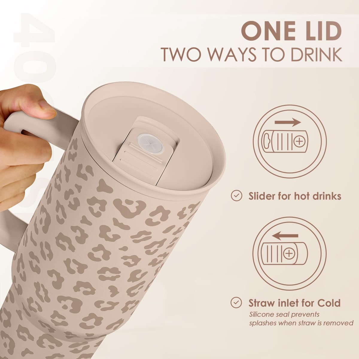 SANDJEST Leopard Tumbler back design emphasizes durable outer finish