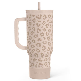 SANDJEST Leopard Tumbler with handle, 40oz capacity for on-the-go hydration