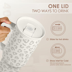 SANDJEST Leopard Tumbler insulated stainless steel keeps beverages cold or hot.