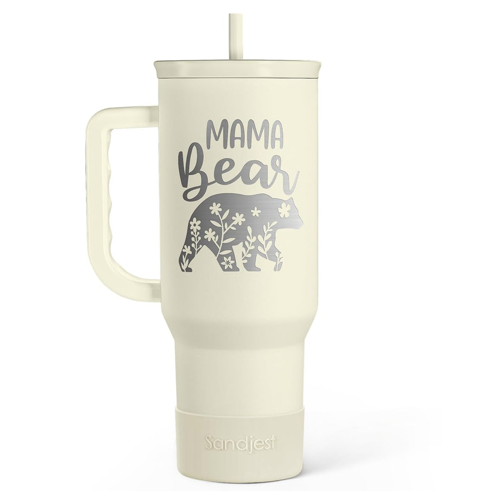 SANDJEST Mom Tumbler 40oz with handle keeps beverages within reach on the go