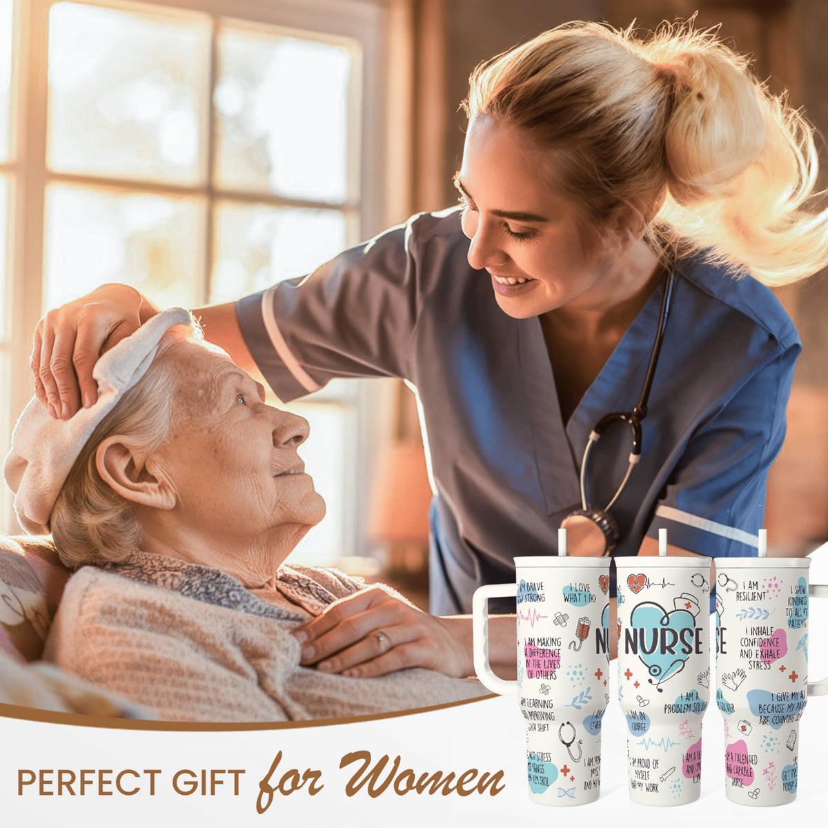 Sandjest nursing gift tumbler 40oz, a thoughtful present for birthdays or nurse week.