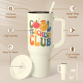 SANDJEST Slider Tumbler With Handle 40oz side view showing easy-carry design.