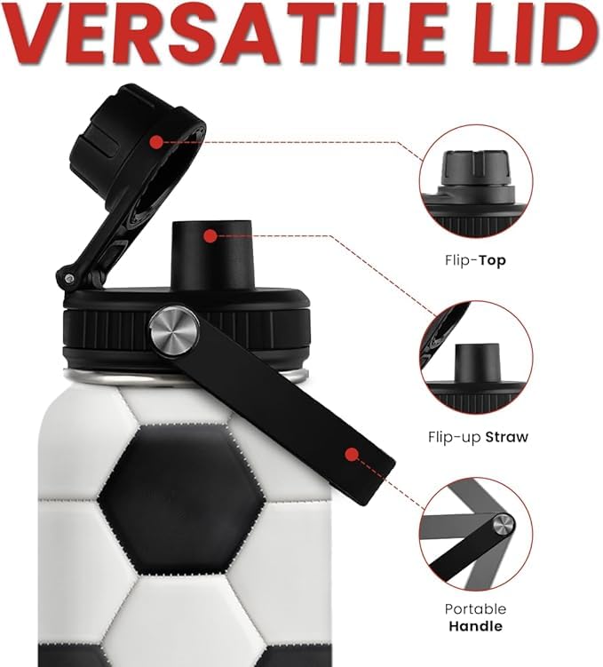 SANDJEST soccer water bottle ergonomic grip for easy handling