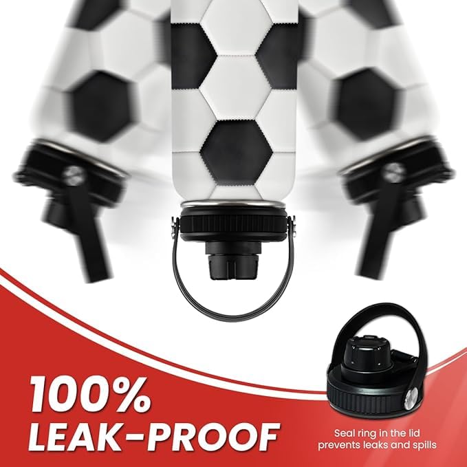 SANDJEST soccer water bottle leakproof cap preventing spills on the go