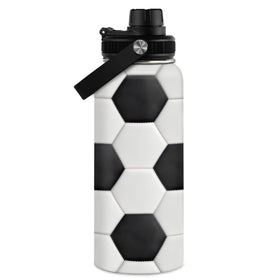SANDJEST soccer water bottle lid showing secure cap for spill-free hydration