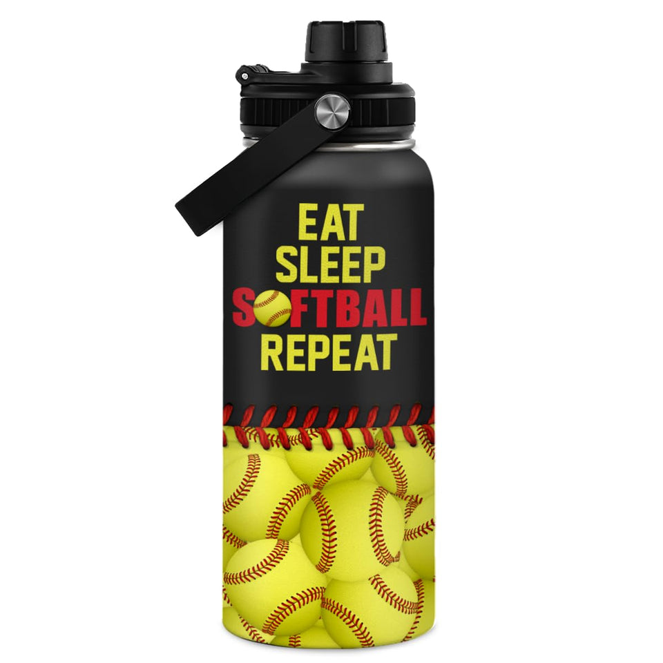 SANDJEST Softball Gift Water Bottle 32oz with leakproof lid for spill-free transport