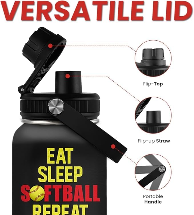 SANDJEST 32oz bottle with sport baseball design for fans and players