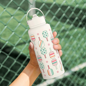 SANDJEST sports-design bottle appeals to pickleball fans.