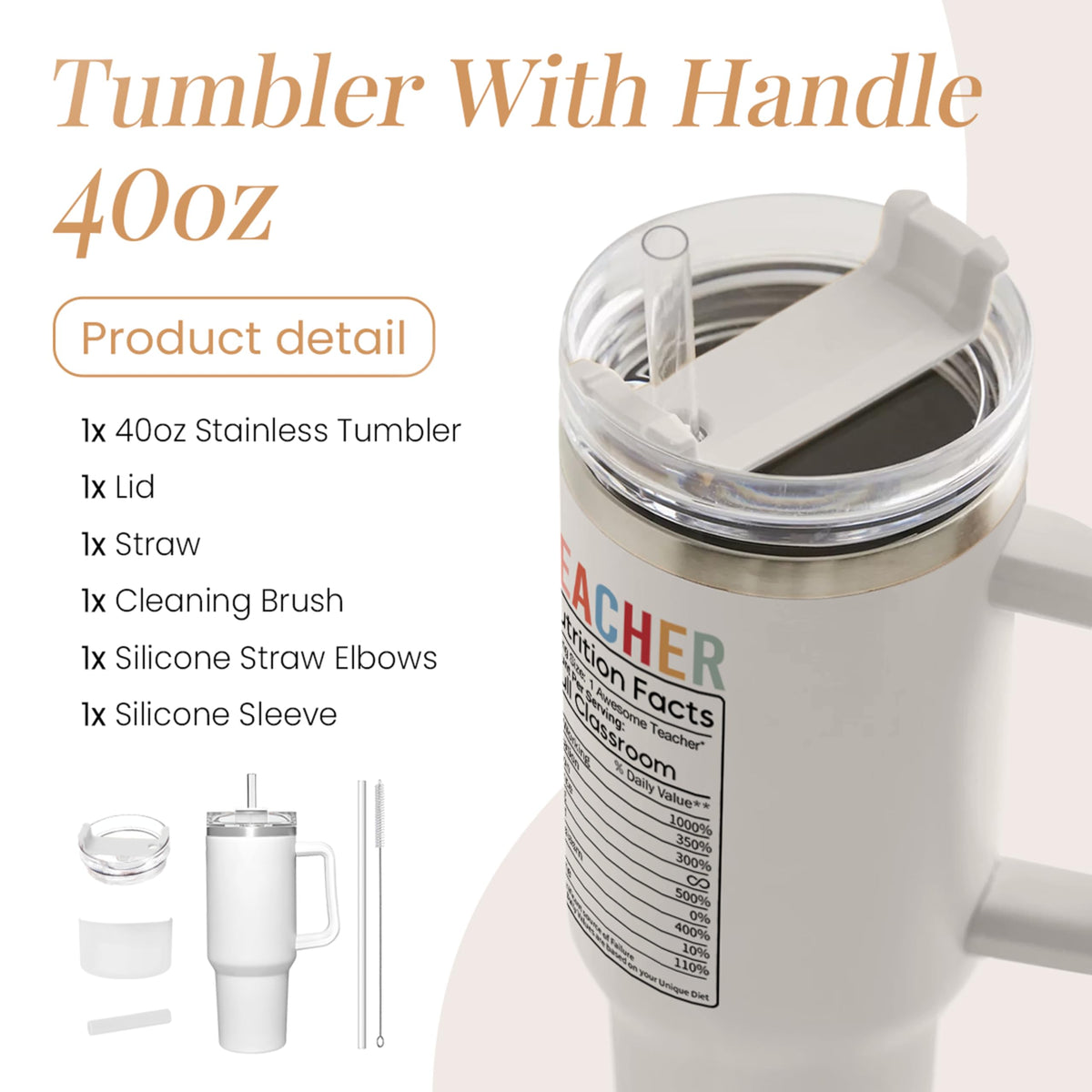 SANDJEST stainless steel 40oz tumbler with double-wall insulation preserves cold or hot drinks.