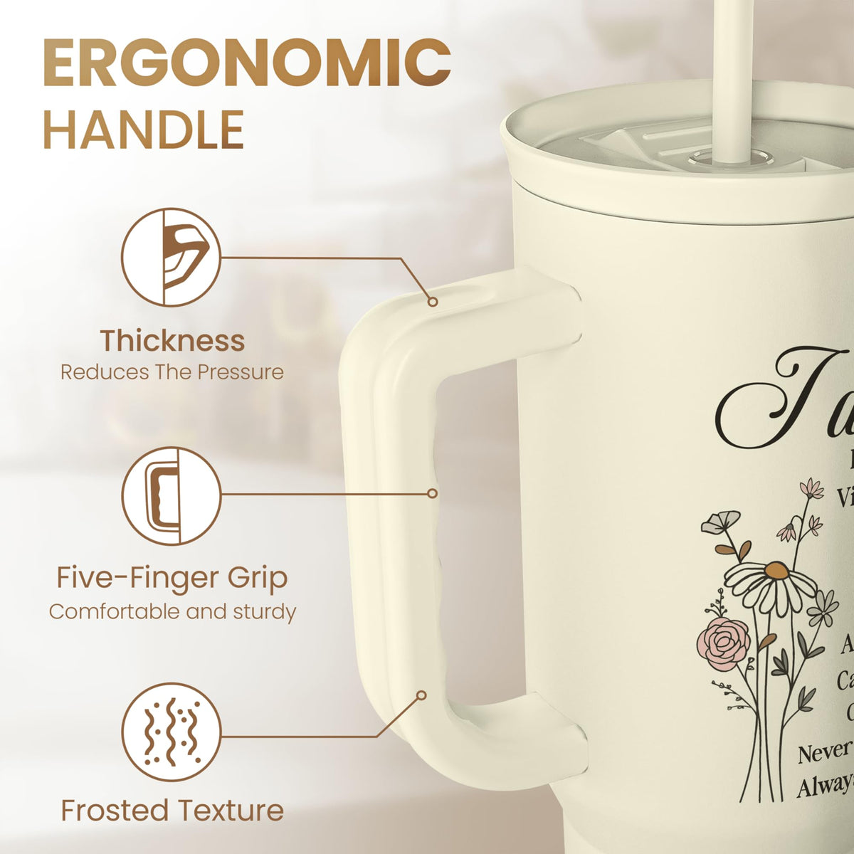SANDJEST stainless-steel insulated tumbler keeps drinks cold or hot on the go.