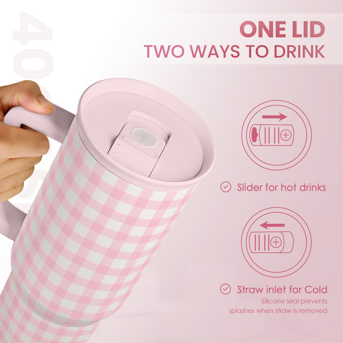 SANDJEST slider lid and straw for easy sipping on the move.