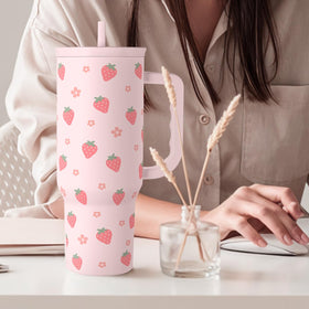 SANDJEST Strawberry Tumbler makes a gift-ready option for holidays.