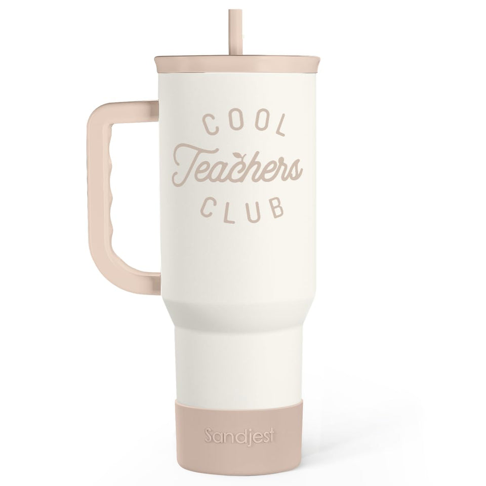 SANDJEST 40oz tumbler with handle, perfect for teachers on the go and temperature control