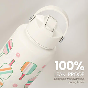 SANDJEST water bottle with leakproof lid prevents spills.