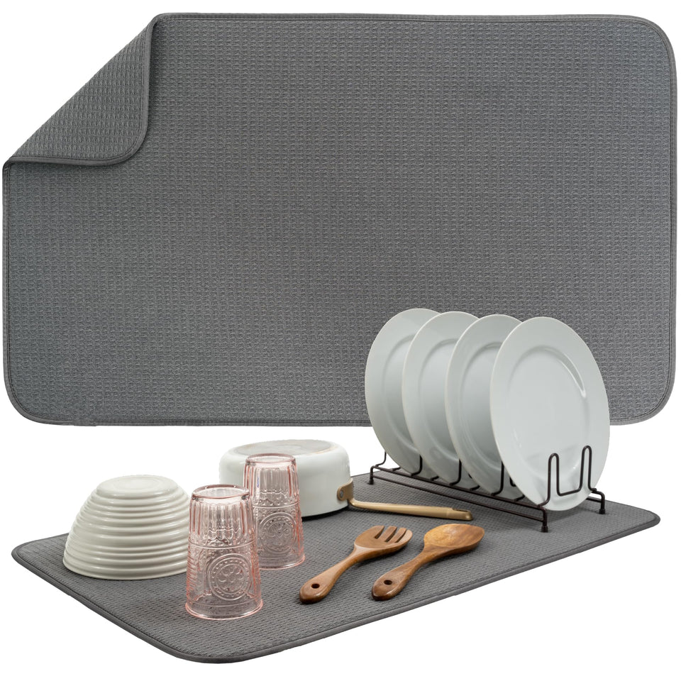 S&T INC. dish drying mat on counter in charcoal catching drips.