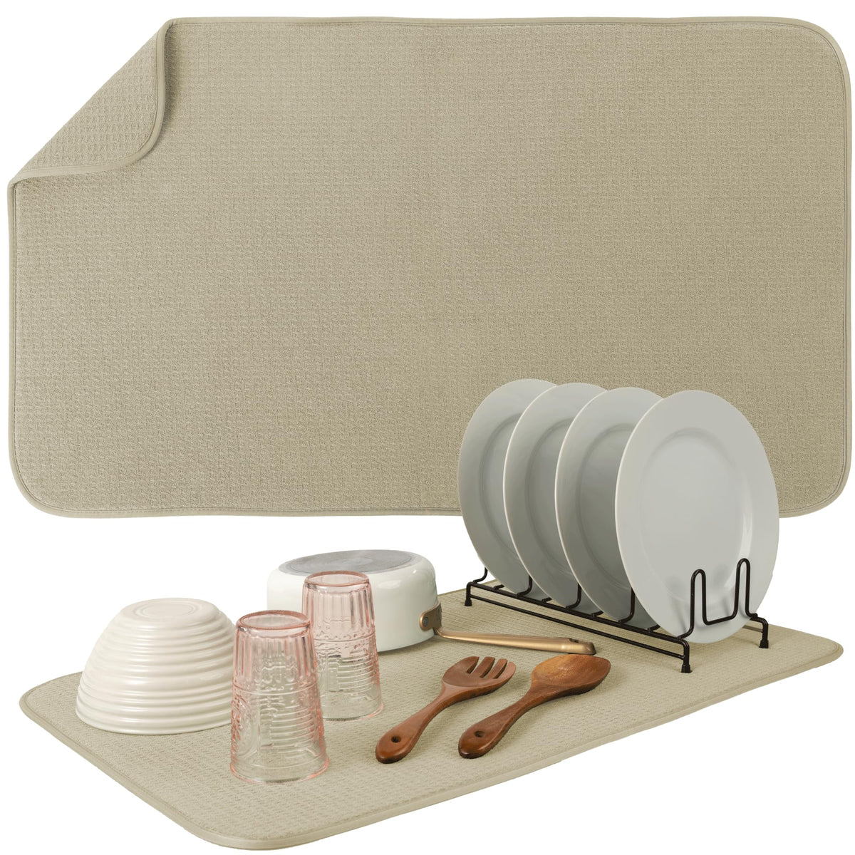 S&T INC. Dish Drying Mat XL front view shows absorbent microfiber performance for counters.