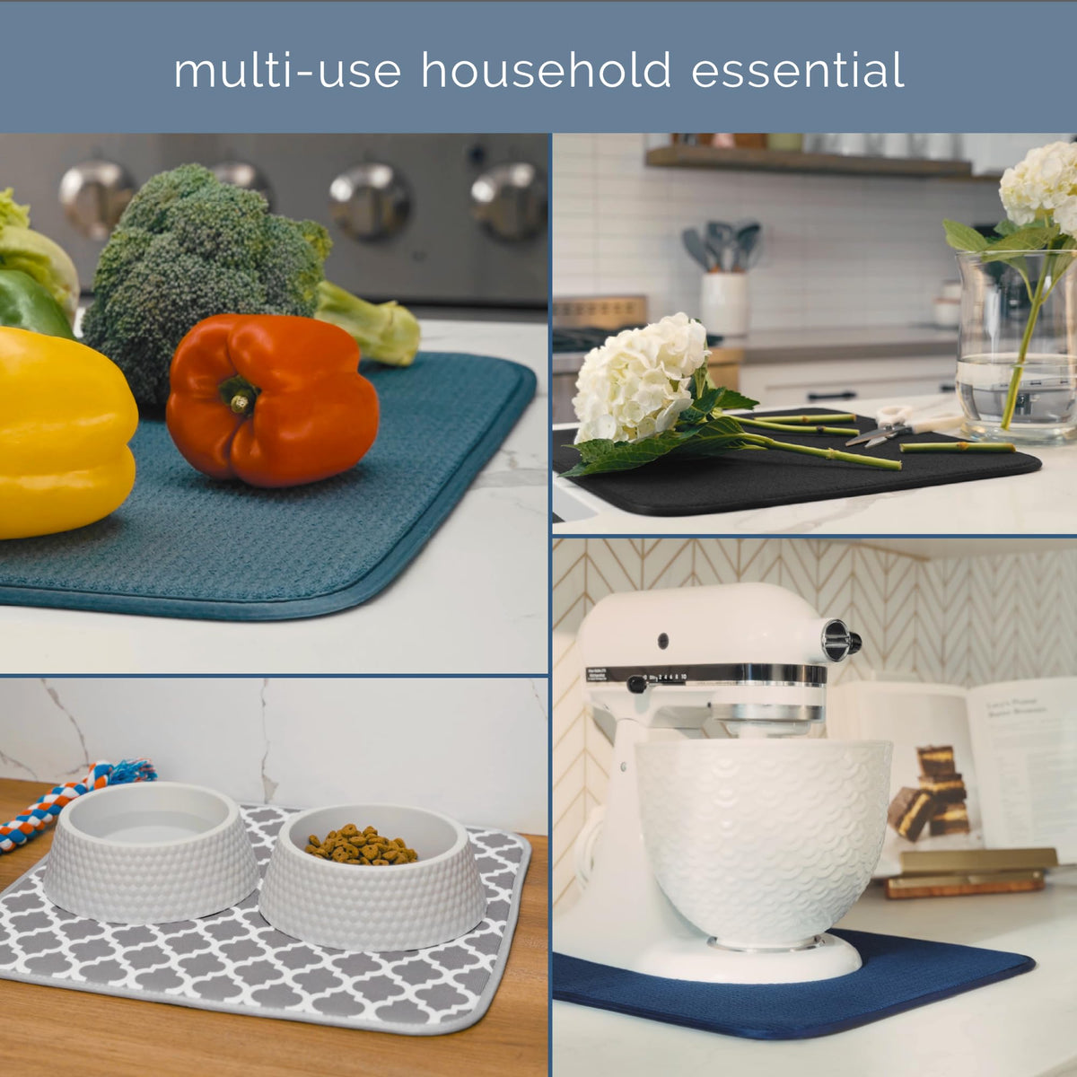 S&T INC. Kitchen organization mat demonstrates easy storage and reuse.