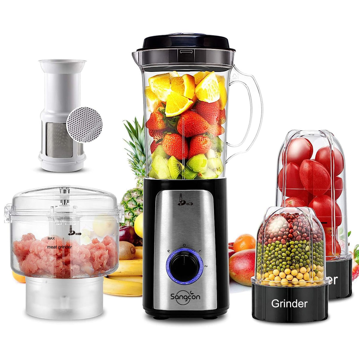Sangcon 5 in 1 blender base shown on a countertop for stable operation