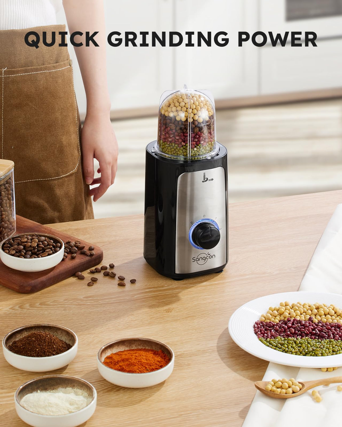 Sangcon 5 in 1 blender blue LED control knob for speed selection