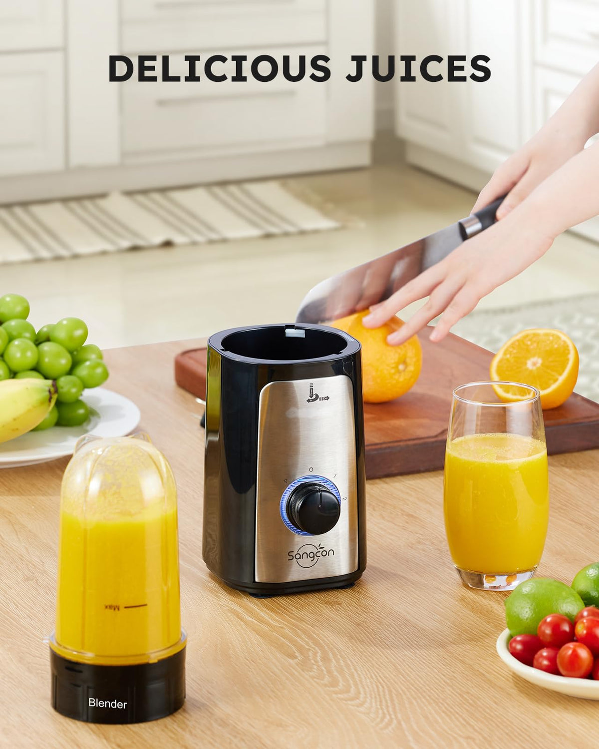 Sangcon 5 in 1 blender cross and flat blades for varied textures