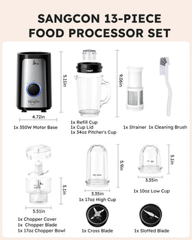 Sangcon 5 in 1 blender packaging list and included components