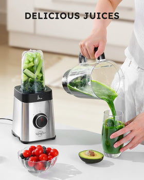 Sangcon blender stainless steel body adds sleek durability to your kitchen.