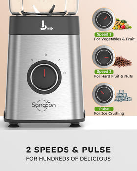 Sangcon blender two-speed pulse for smooth or chunky textures.