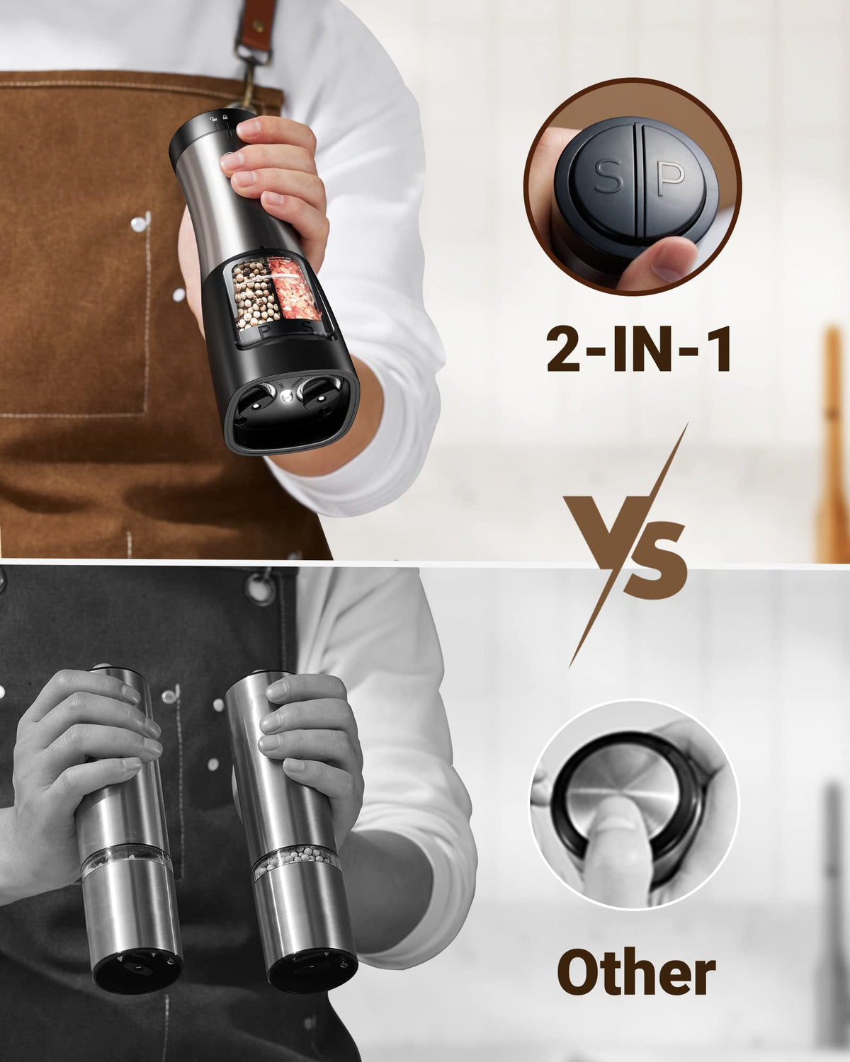Sangcon grinder with oversized buttons for easy one-handed use