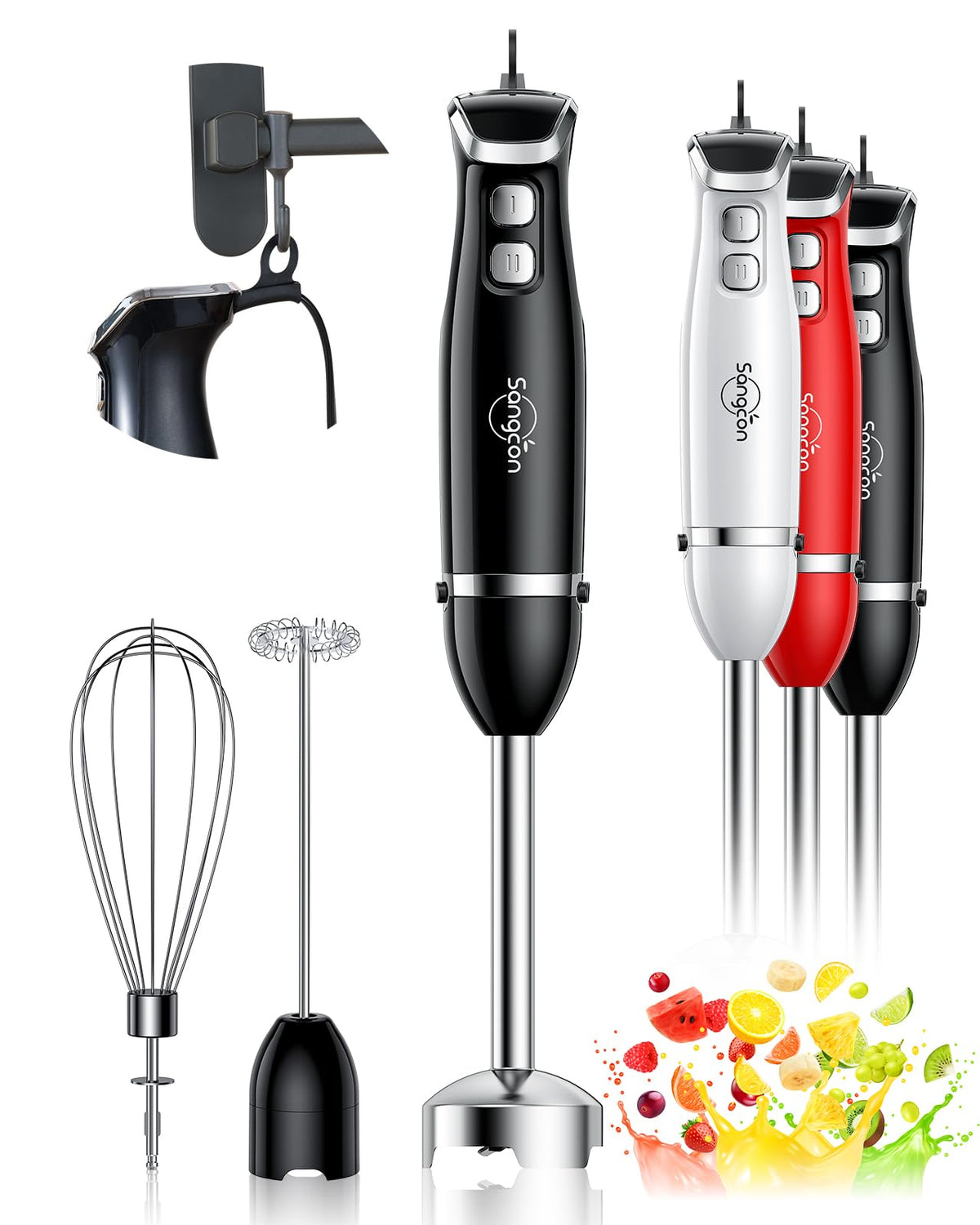 Sangcon immersion blender with blending arm for quick smoothies and sauces