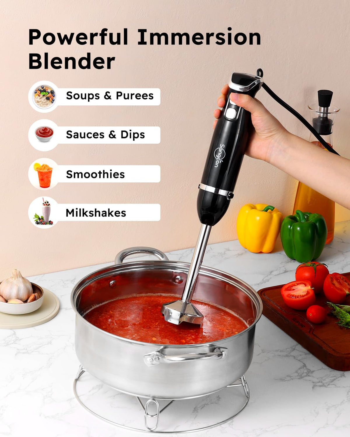Sangcon milk frother attachment creating creamy foam on coffee