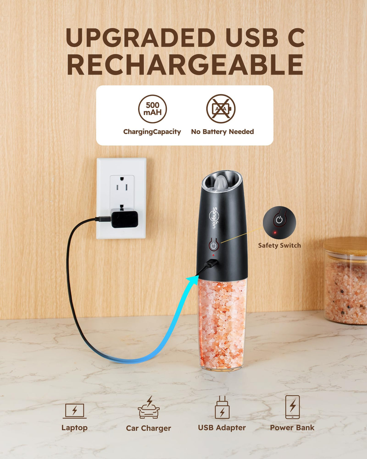 Sangcon XL salt capacity of 251 g for extended cooking sessions
