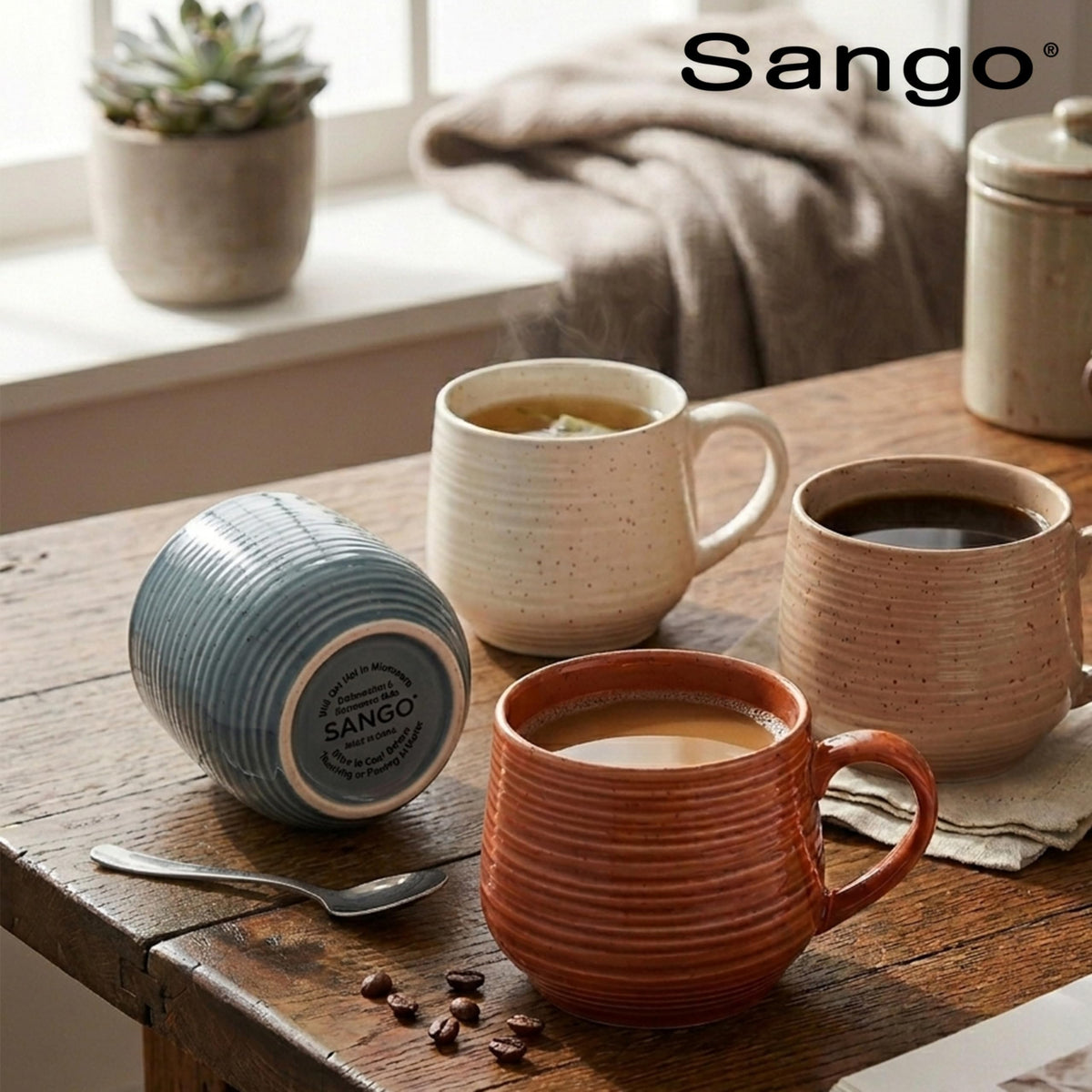 SANGO durable stoneware mug withstands daily use in earthy tones