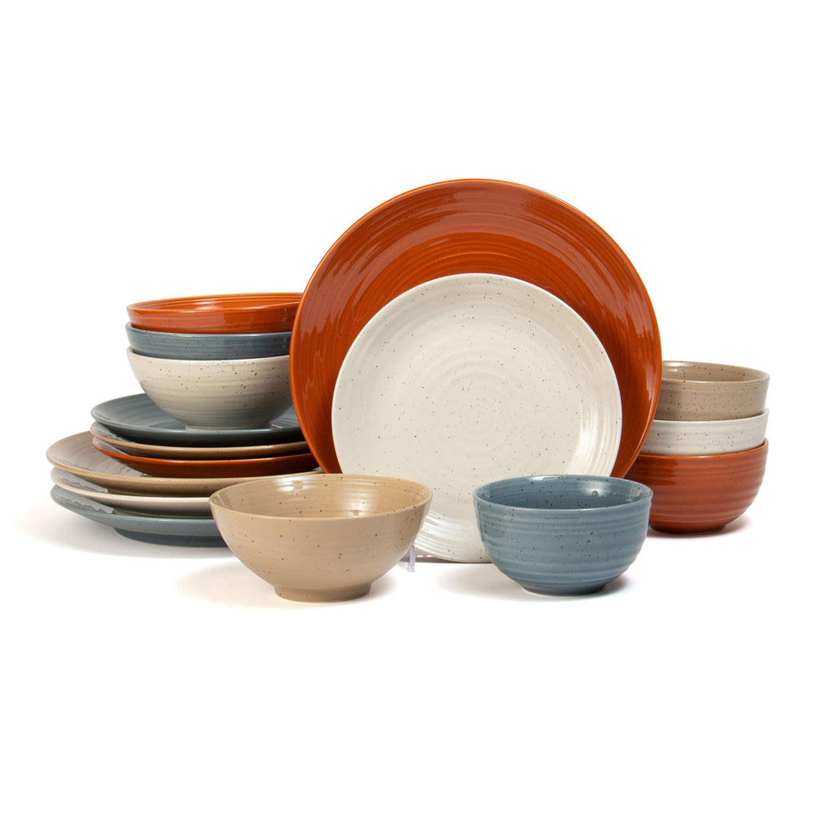 Sango Siterra 16-piece dinnerware set, complete service for four, ideal for family meals.