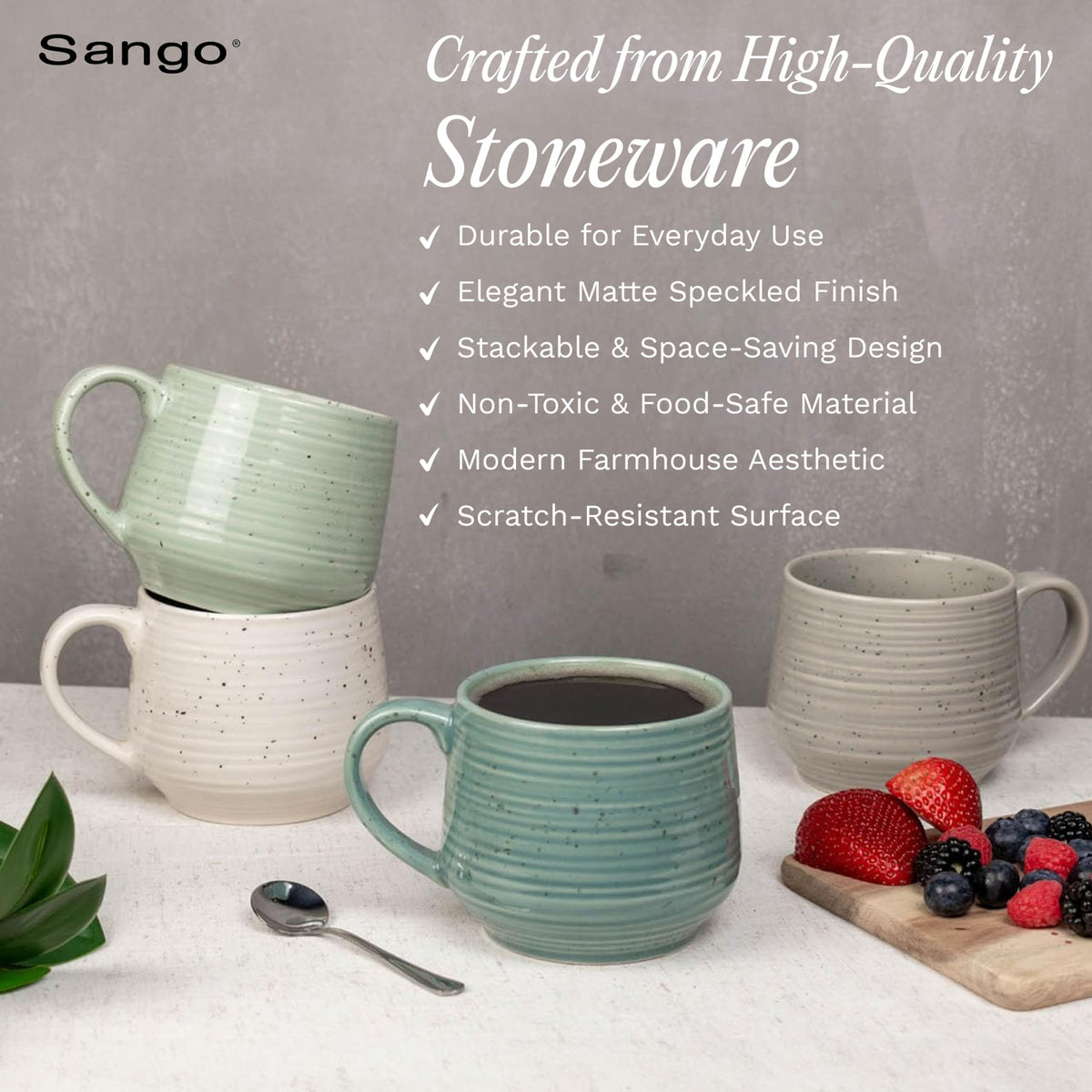 SANGO Siterra scratch-resistant mugs offer lasting everyday durability