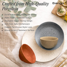 Sango Siterra stackable design helps keep your kitchen organized.