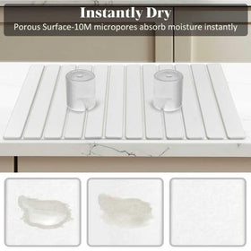 Sangukiro countertop drying mat with dishes maintains a clean, dry surface.