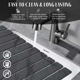 Sangukiro diatomaceous earth material speeds water absorption for quick drying.
