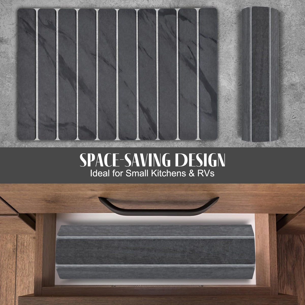 Sangukiro foldable drying mat folds flat for easy storage.