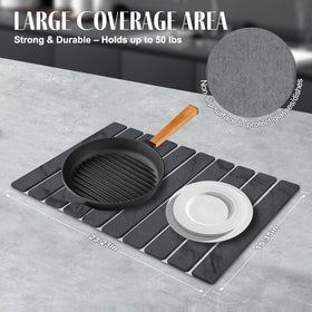 Sangukiro marble pattern kitchen mat adds modern, neutral style.