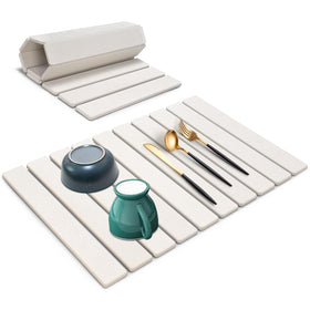 Sangukiro stone drying mat open layout absorbs water quickly on a counter.