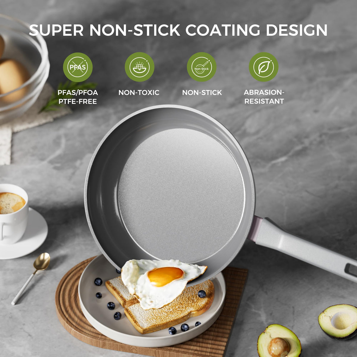 Sanho ceramic frying pan 12in handles larger meals with even heat