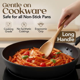 SANJH teak wooden strainer for draining sauces and vegetables.
