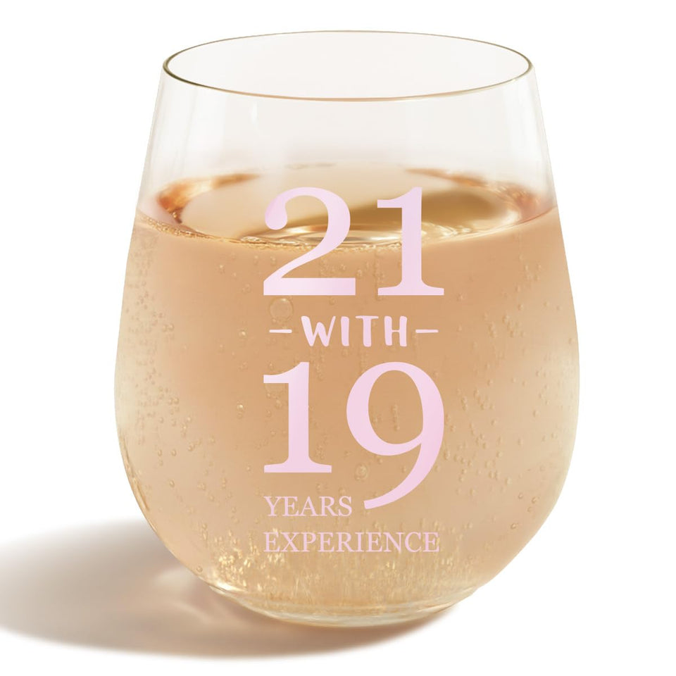 Sanjiayishui 40th birthday wine glass front view in pink, ideal for celebrations.