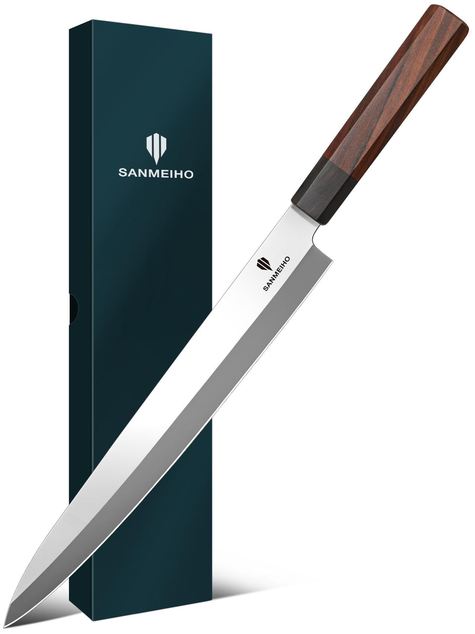 SANMEIHO 10-inch sushi knife blade for precise fish slicing.