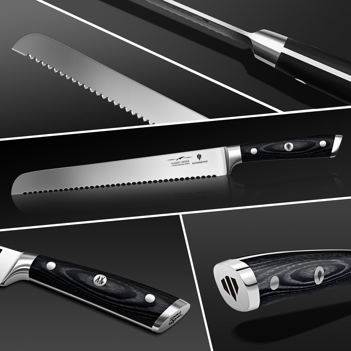 SANMEIHO German stainless 5Cr15MoV steel resists rust for everyday use.