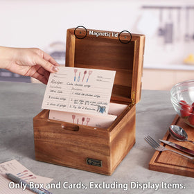Sanosy Acacia recipe box one-hundred cards provide ready-to-write recipes.