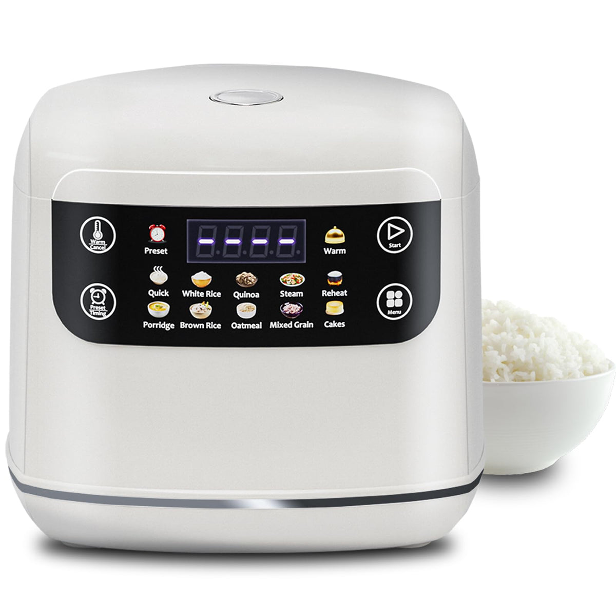 SANPTENT portable digital rice cooker front view showing compact design for small kitchens