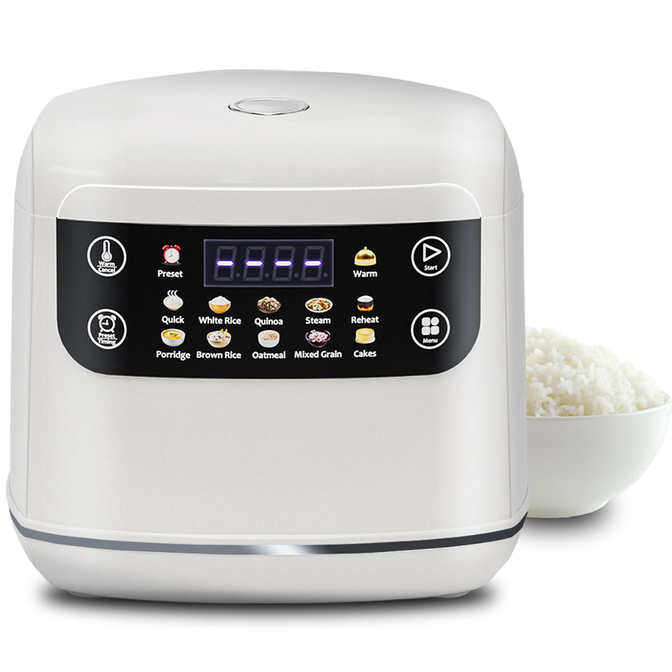 SANPTENT portable digital rice cooker front view showing compact design for small kitchens