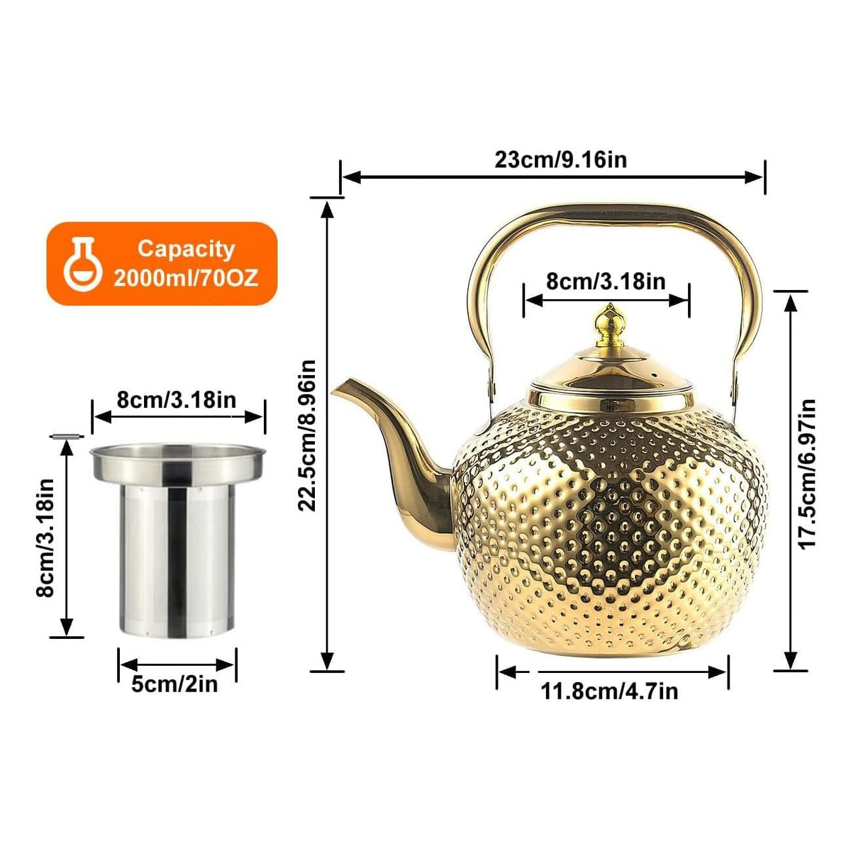 SANQIAHOME 1200ml teapot with silver option for everyday serving.